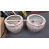 Image 8 : Qty 2 Glazed Porcelain Pots: Large Flower/Leaf/Bird Designs Approx 18.5" Dia., 16"H