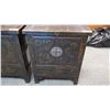 Image 2 : Pair: Antique Black Lacquered Cabinet Side Tables (has scratches), 25" x 16" x 32", Purchased for $1