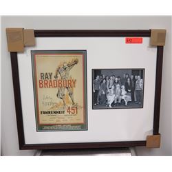 Framed Art - Ray Bradbury Signed Poster & B&W Photo #4057, Approx 30" x 25"