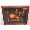 Image 1 : Framed Art - Signed Dennis Mathenson Surfing Tiki Print, Approx 23.5" x 19.5"