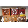 Image 2 : Carved Wood Hawaiian Print Trivets and Boxes Approx 6 pc