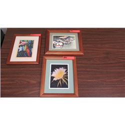 Framed Art - 3 pcs. Original Watercolor by Stan Yamauhi, Prints by Mike Carroll (Board Meeting) & Ko