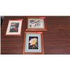 Image 1 : Framed Art - 3 pcs. Original Watercolor by Stan Yamauhi, Prints by Mike Carroll (Board Meeting) & Ko