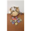 Image 1 : Handwoven Multi-Material Basket and 11 Small Tin Boxes