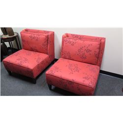 Pair: Red Upholstered Chairs, 32" W x 33" Depth, 33" H