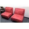 Image 1 : Pair: Red Upholstered Chairs, 32" W x 33" Depth, 33" H
