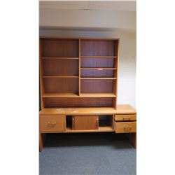 Hardwood Credenza 70 1/4" L x 19 3/4" D, 28.5" H, Shelving Unit 54 1/2" W x 12" D, 50.5" H