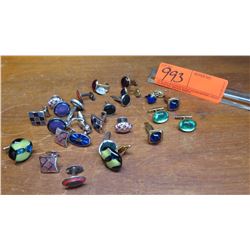 Cuff Links - Approx. 11 Pairs, Glass, Enameled, Stones, etc. (1 pair sterling silver)