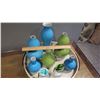 Image 8 : 6 Green/Blue Vases, 2 "Sand Jars" and Woven Tray
