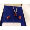 Image 3 : NECKLACE & EARRINGS SET - EMERALD FACETED RUBY IN STERLING SILVER SETTING WITH PLATINUM OVERLAY - IN