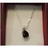 Image 3 : NECKLACE - 1.15CT PEAR FACETED GARNET & DIAMOND IN STERLING SILVER BEZEL SETTING