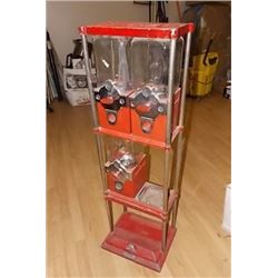 VINTAGE CANDY MACHINE STAND WITH 3 DISPENSERS NO KEYS