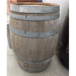 METAL BANDED WOOD WHISKEY BARREL
