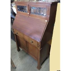 DROP FRONT SECRETARY CHEST - SOLID MAHOGANY - 50" TALL