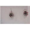 Image 1 : EARRINGS - PEAR FACETED MYSTIC TOPAZ & 2 DIAMONDS IN STERLING SILVER SETTING - POST & BUTTERFLY BACK