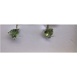EARRINGS -HEART FACETED PERIDOT IN STERLING SILVER SETTING - RETAIL ESTIMATE $275