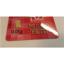 INVESTOR BAR - .995 GOLD 0.01 GRAM EACH - MINT SEALED BY NZP WITH SERIAL NUMBERED & CERTIFIED AUTHEN