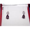 Image 2 : EARRINGS - 2.2 CTW PEAR FACETED GARNET & 2 DIAMONDS IN STERLING SILVER SETTING - RETAIL ESTIMATE $30
