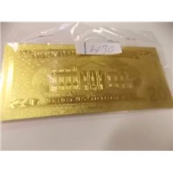GOLD FOIL BILL - 24K GOLD - USA $20 - not legal tendar