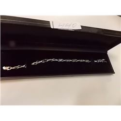 BRACELET - 6 MARQUIS FACETED MULTI GEMSTONES & DIAMOND IN STERLING SILVER SETTING - RETAIL ESTIMATE 