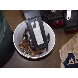 BUCKET OF ASSORTED TOOLS & WELDING RODS