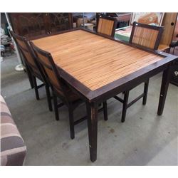WOOD & BAMBOO TABLE WITH 4 CHAIRS