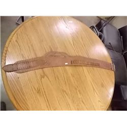 LEATHER HAND TOOLED GUN BELT - LIGHT COLOR NO GUN POCKET