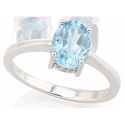RING - .85CT BABY SWISS BLUE TOPAZ IN 925 STERLING SILVER SETTING - RETAIL ESTIMATE $300