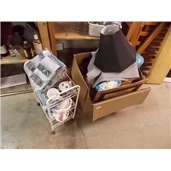 WIRE BIN UNIT & CONTENTS, POOL NOODLE & BOX MISC