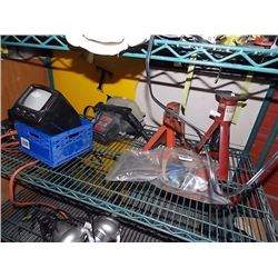 VINTAGE READI AMPMETER & DEWALT - DRILL &  BATTERY - NO CHARGER - SECURITY MONITOR, JACK STAND AND M