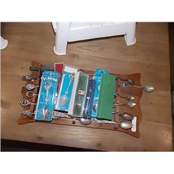 COLLECTOR SPOONS & HOLDER