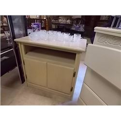 BLOND OAK CABINET - 2 DOOR - ON WHEELS