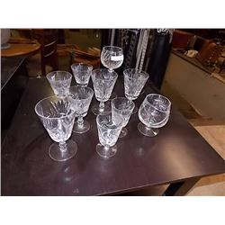 ASSORTED PIN WHEEL CRYSTAL WINE GLASSES - 10 TTL
