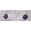 Image 1 : EARRINGS - 2CT ROUND FACETED AMETHYST IN STERLING SILVER STUD DESIGNED SETTING - RETAIL ESTIMATE $35