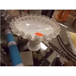 VINTAGE MILK GLASS PEDESTAL CANDY DISH