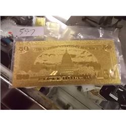 GOLD FOIL BILL - 24K GOLD - USA $50 - not legal tendar