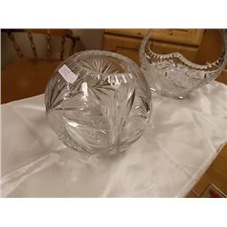 PIN WHEEL CRYSTAL BOWL WITH LID