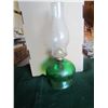 Image 1 : Green glass bottom oil lamp 14 inch tall