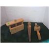 Image 1 : Wooden Utensils 1 butter press, canning spindle, measuring tool