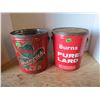 Image 1 : 2 antique Burns Lard tin pails (1 with lid)