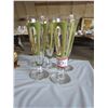 Image 2 : Set of 5 tall  RETRO glasses (gold wheat symbols/green lines)