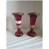 Image 1 : Pair of red glass shelf holders
