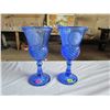 Image 1 : 2 blue glass goblets (George & Martha Washington)
