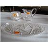 Image 1 : 3 pc pinwheel lead crystal creamer and sugar dish with tray