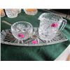 Image 1 : 11 " Bleikristall pinwheel lead crystal tray with cream and sugar dishes + spoon