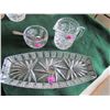 Image 2 : 11 " Bleikristall pinwheel lead crystal tray with cream and sugar dishes + spoon