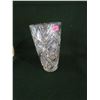 Image 1 : 7.5"pinwheel cut/etched lead crystal vase