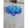 Image 1 : 8.5" Chalet blue wave-like designed art glass bowl