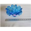 Image 2 : 8.5" Chalet blue wave-like designed art glass bowl