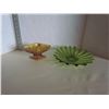 Image 1 : 2 piece pressed glass 1960s canival dish and green plate